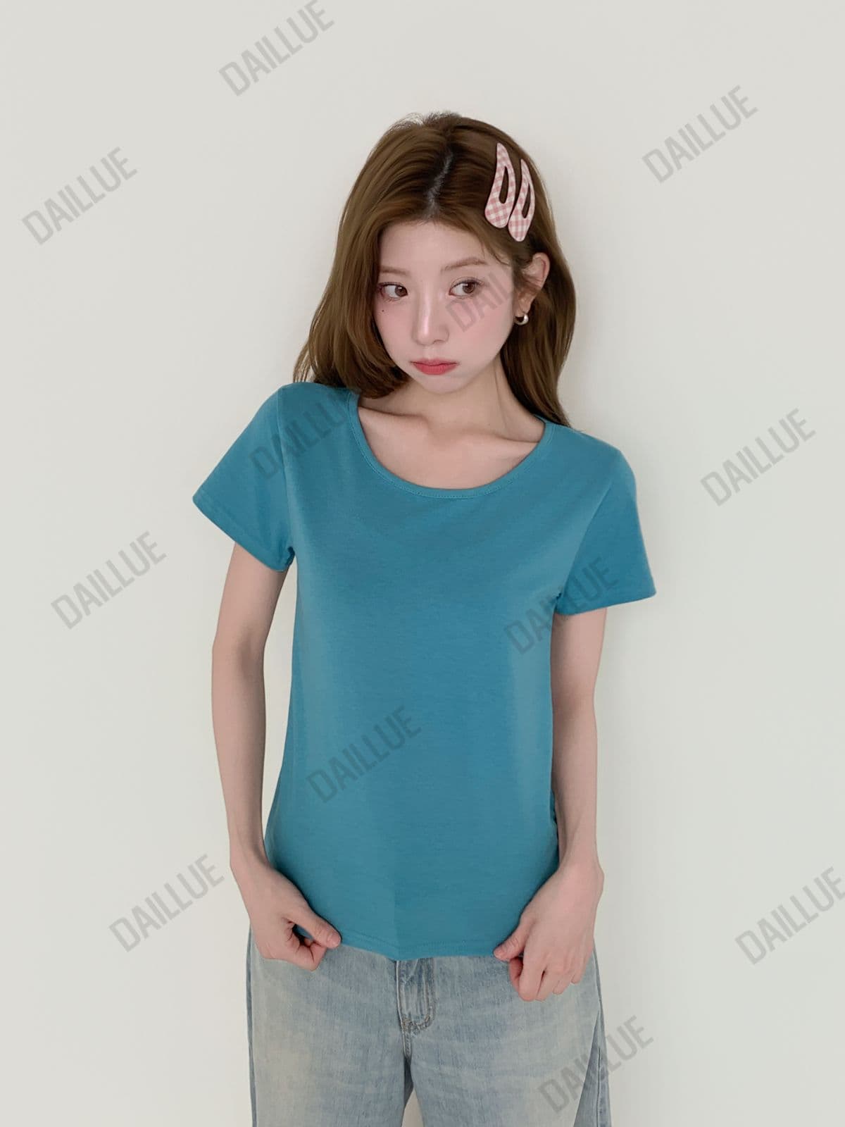 Basic Fit - Natural Modal U-Neck Short Sleeve - Basic T-shirt, Semi-Crop, Transitional Innerwear, Summer, Ribbon Round Neck, Stretchy - 이미지 10