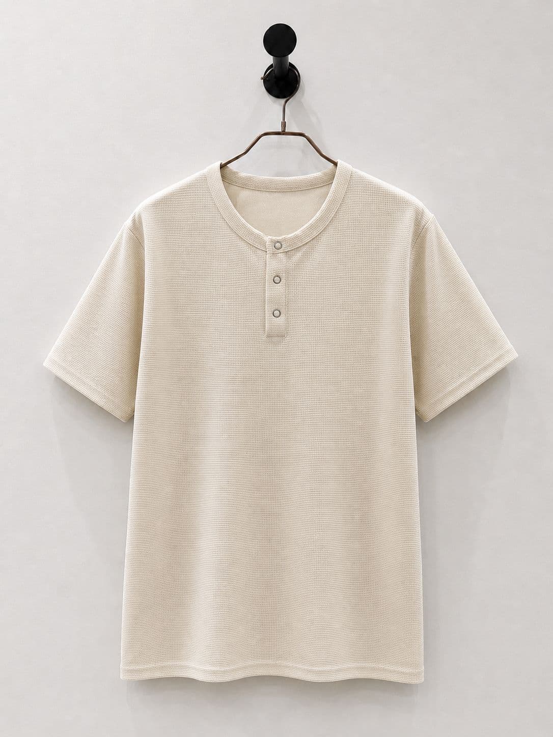 26SS New Waffle Henley Neck Short Sleeve Tee (Cardigan, Dress, Short Sleeve, Crop, Windbreaker, Layering, Unisex, Gym) - 이미지 2