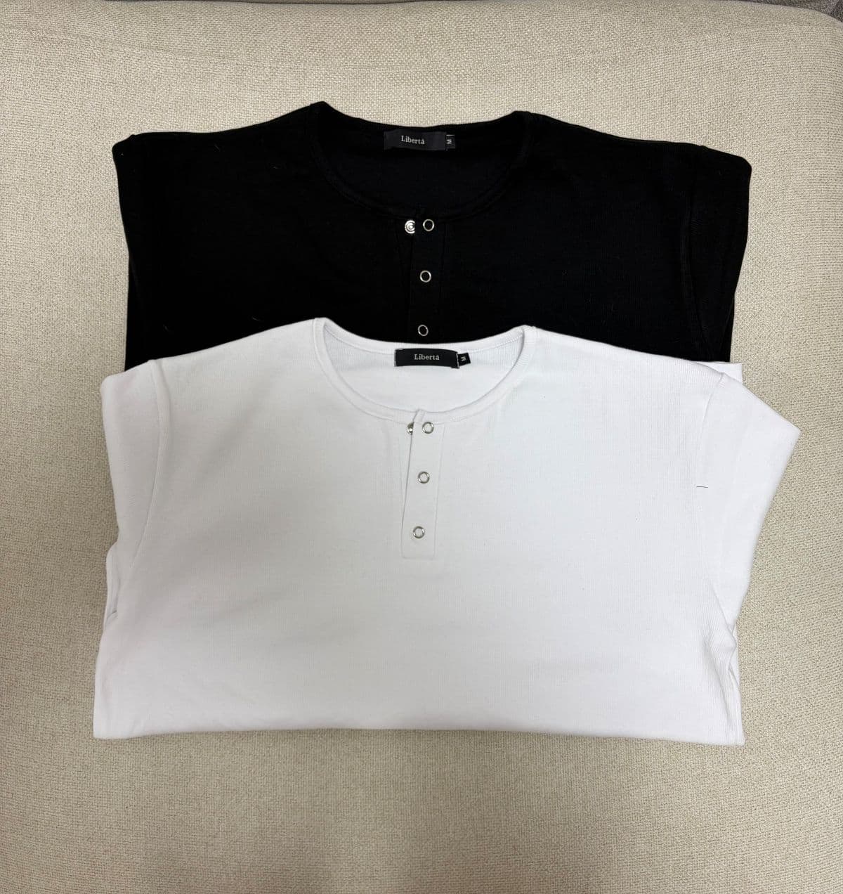 Snap Muscle Fit Henley Neck Short Sleeve T-shirt - 이미지 7