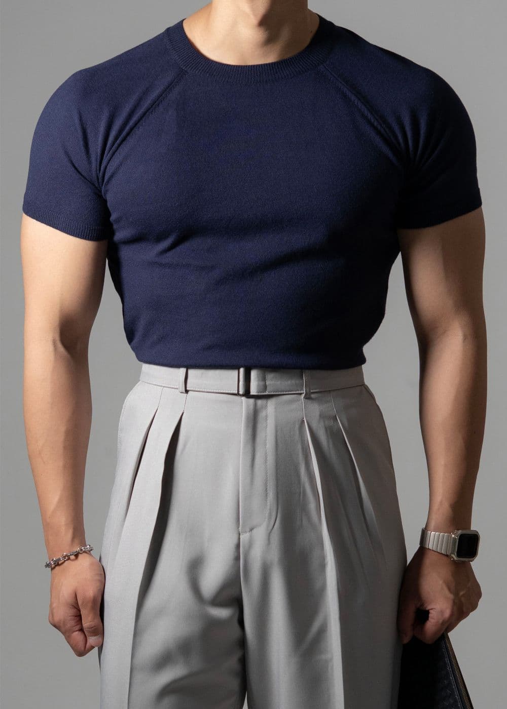 Muscle fit wool raglan short-sleeve knit - 이미지 3