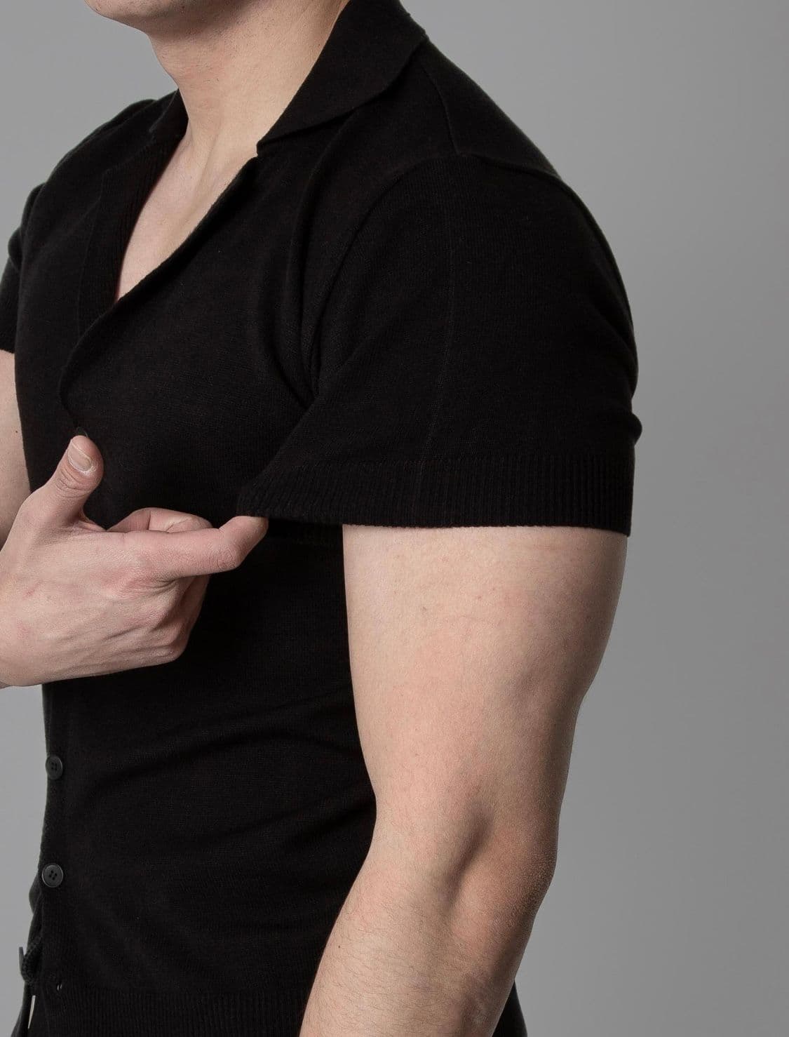 BL Muscle Fit Collared Short Sleeve Knit Cardigan - 이미지 5