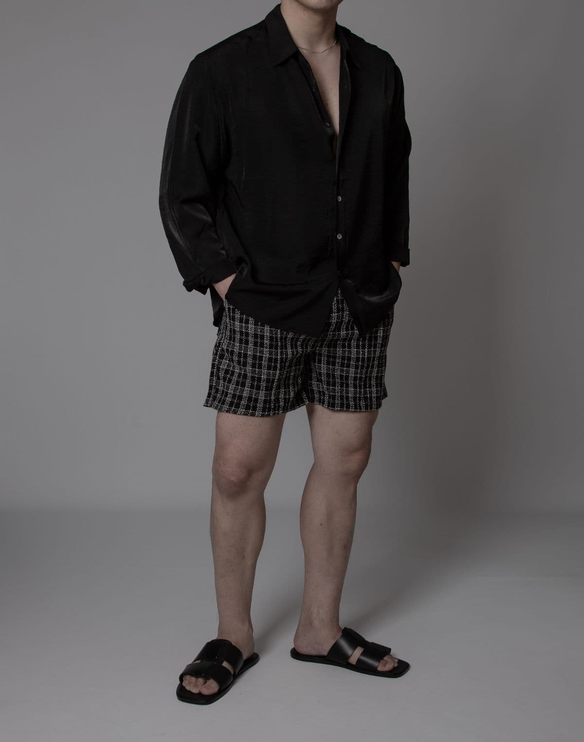 Tweed pintuck shorts - 이미지 1