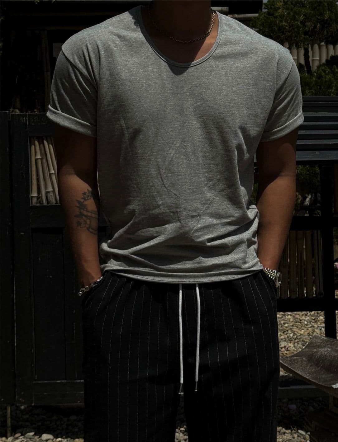 Maison U-neck spandex short-sleeve T-shirt - 이미지 4