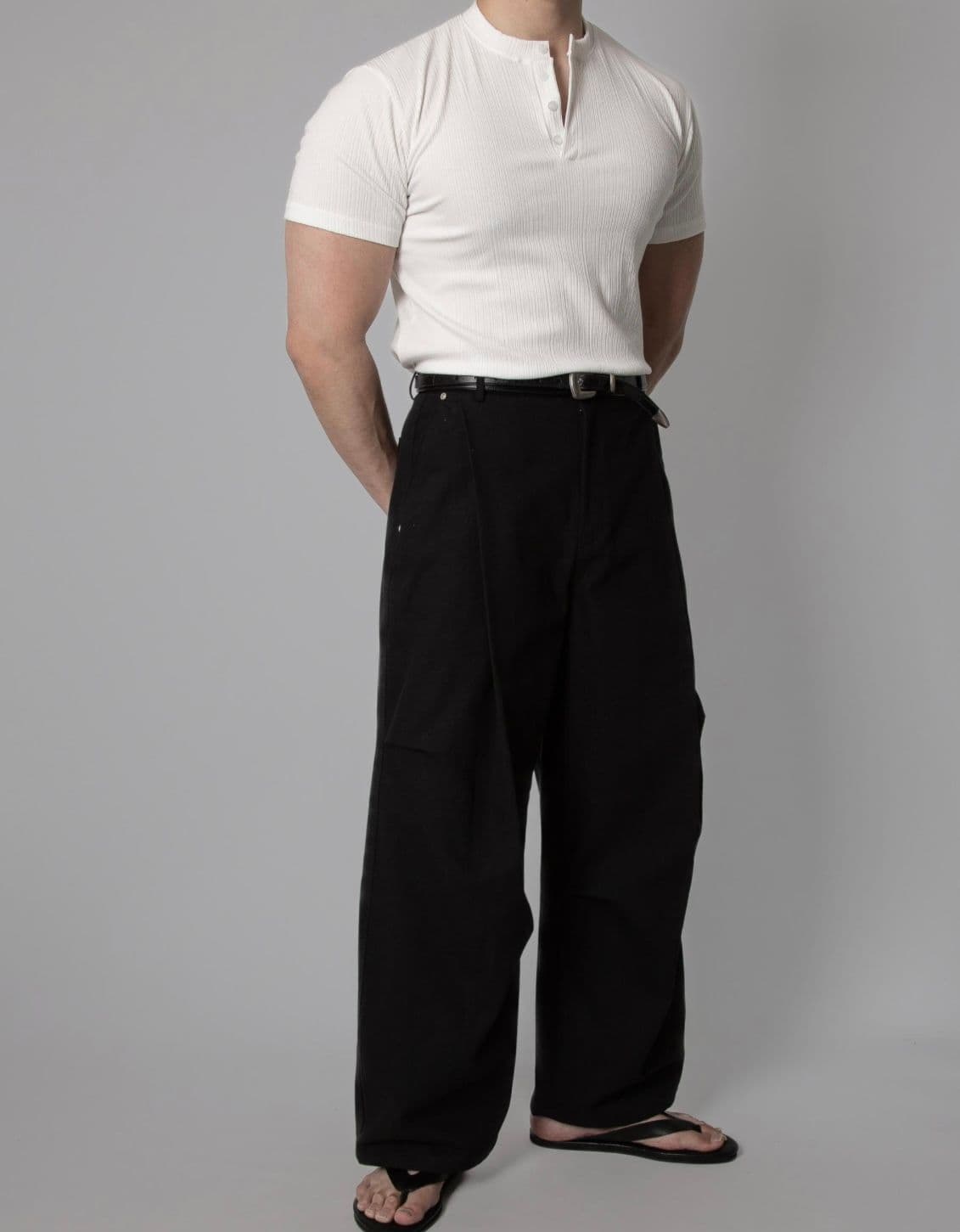 Pure Muscle Fit Henley Neck Short Sleeve T-shirt - 이미지 6