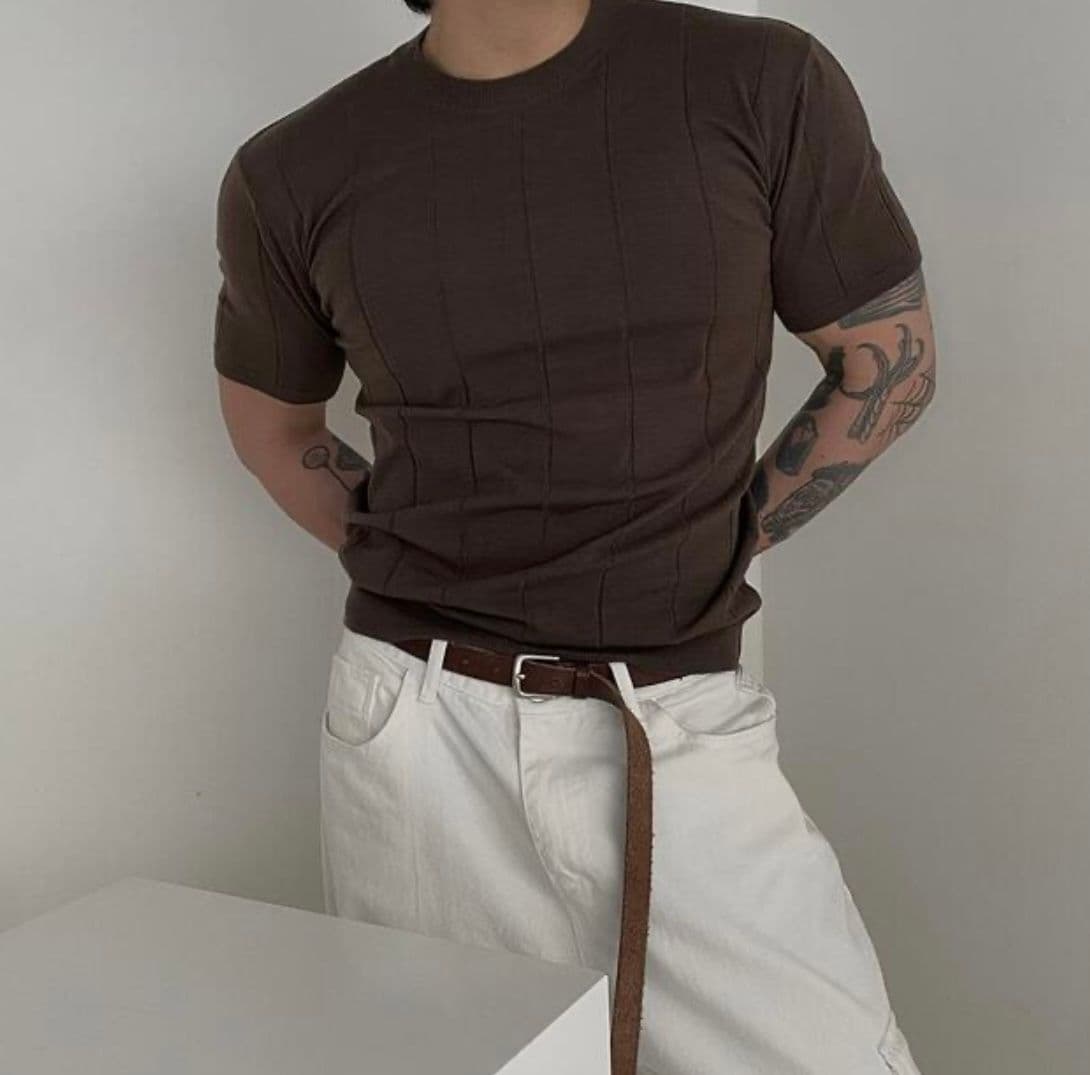 Lansmere Muscle Fit Wool Round Short Sleeve Knit - 이미지 6