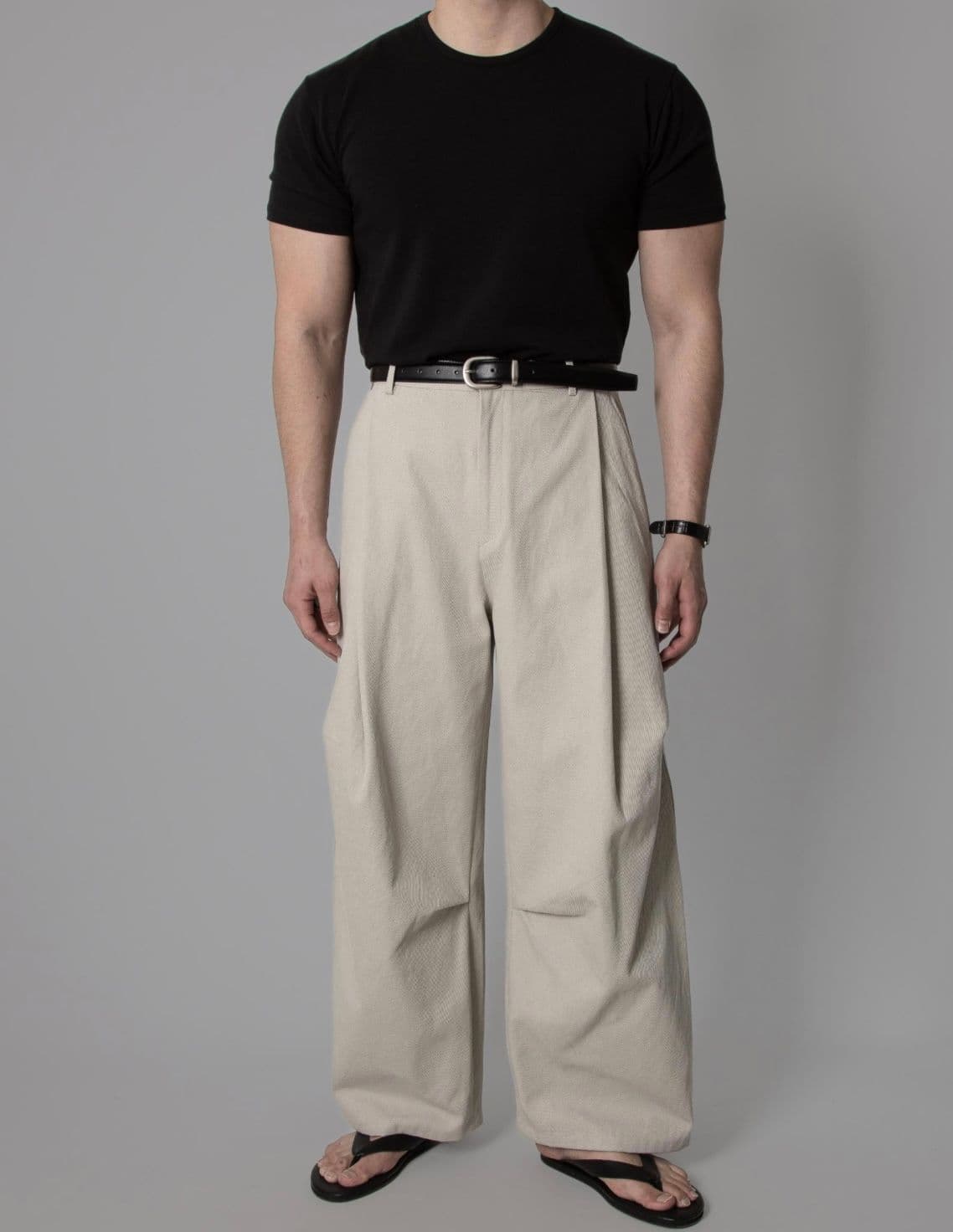 Cotton muscle-fit round short-sleeve t-shirt - 이미지 5