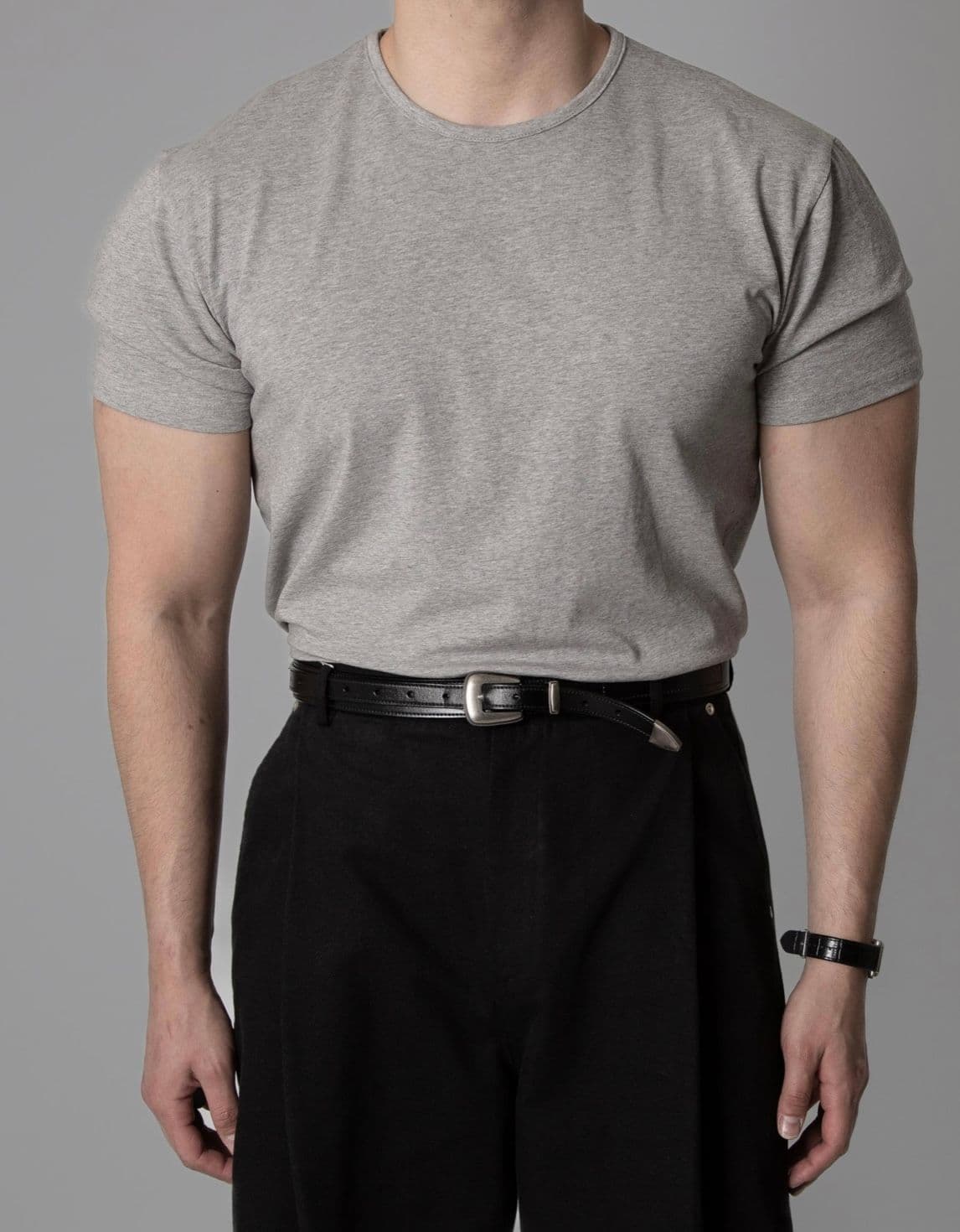 Cotton muscle-fit round short-sleeve t-shirt - 이미지 3