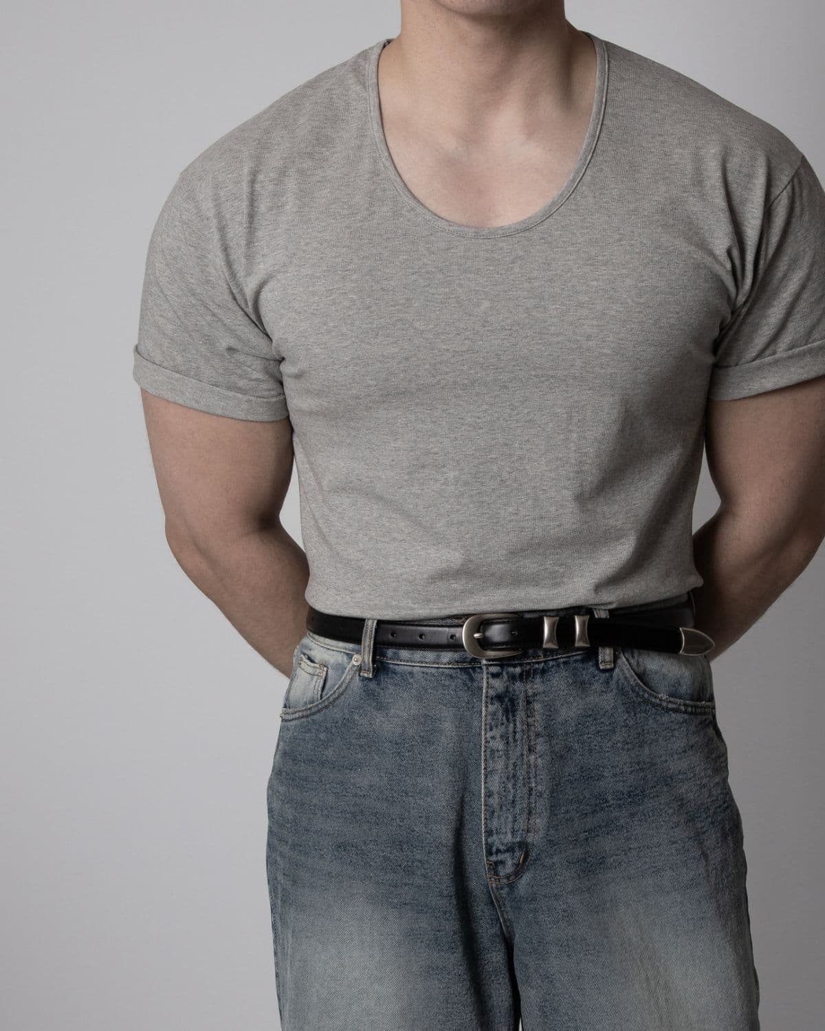 Maison Cotton Spandex U-neck Short Sleeve T-shirt - 이미지 1
