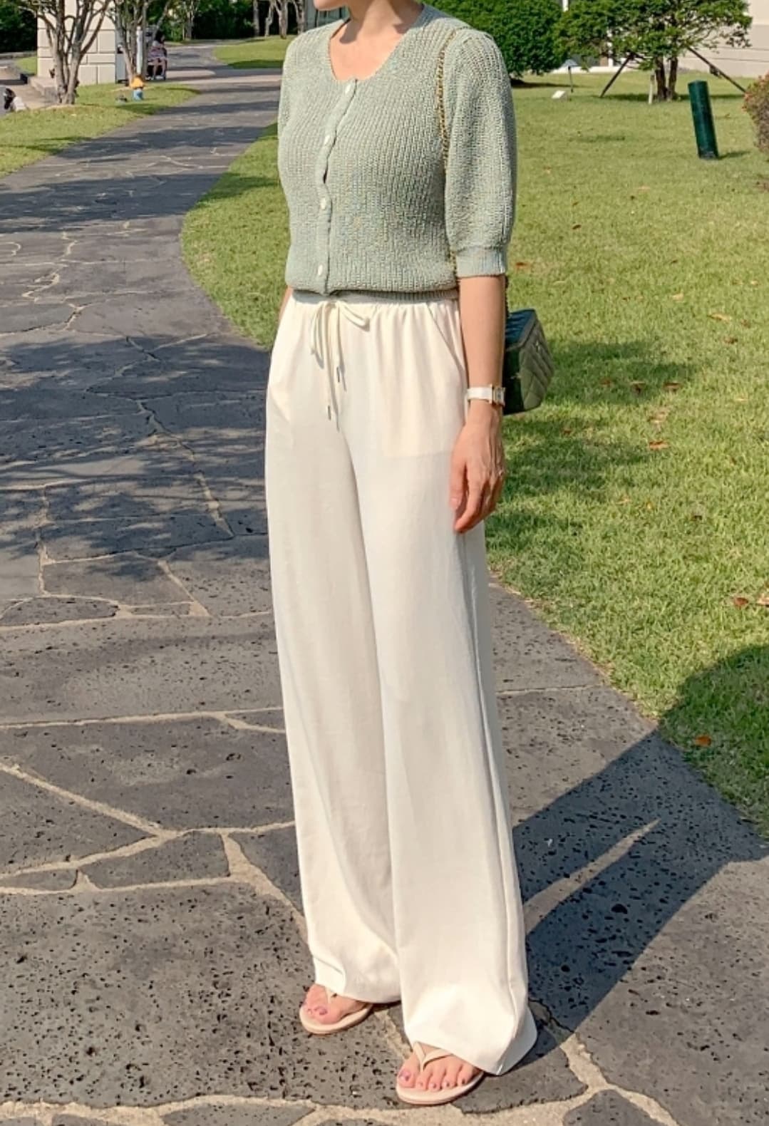 Flowy, Soft Wide Pants with String Band F L - 이미지 7
