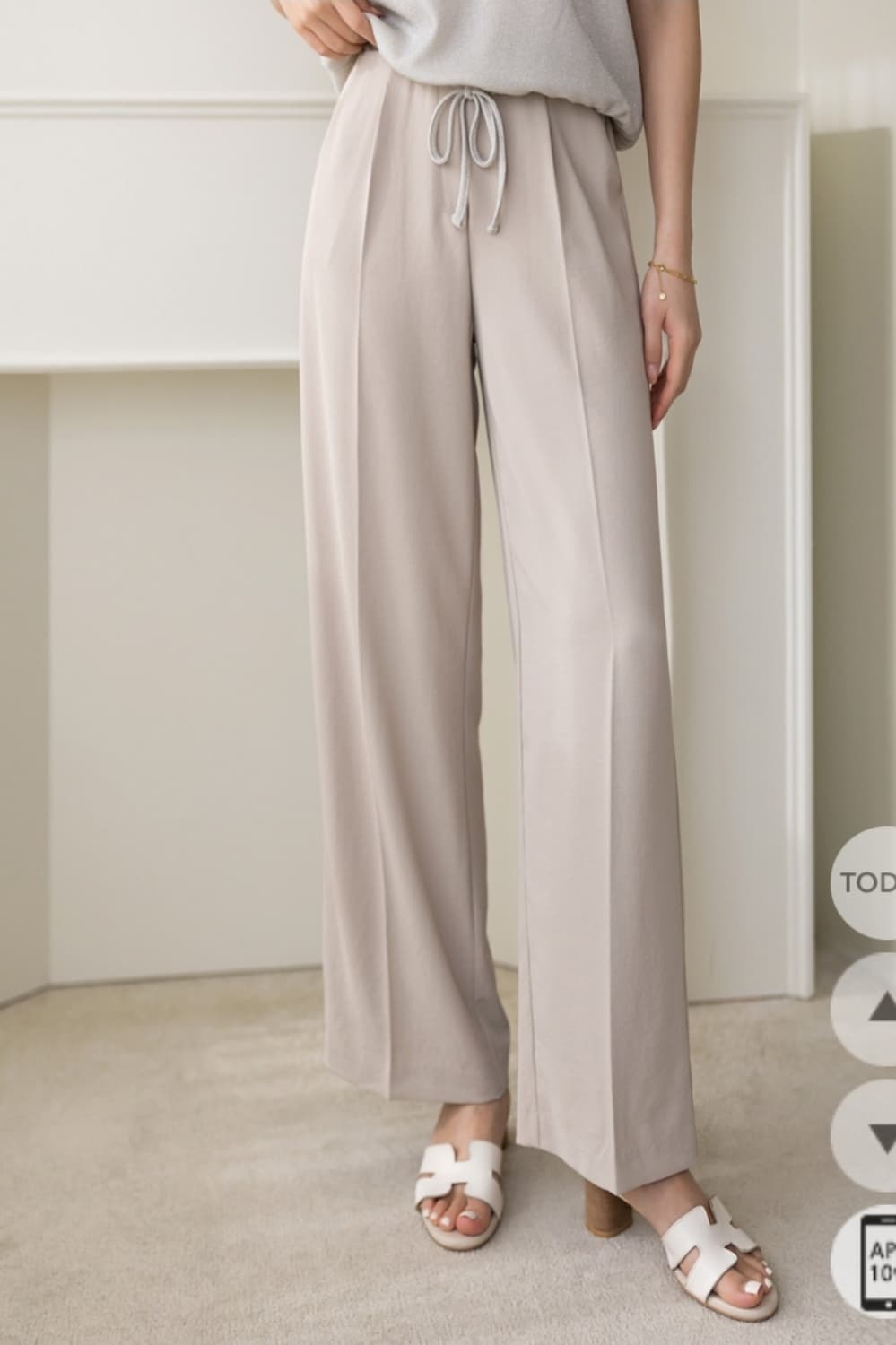Flowy Waist Wide Pants F L - 이미지 6