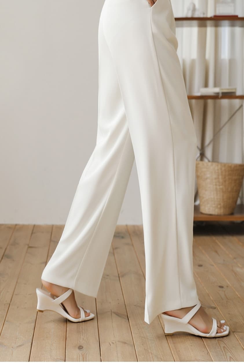 Flowy Waist Wide Pants F L - 이미지 3