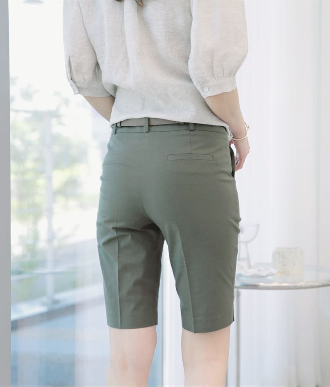Linen Blend Spandex 5-Length Shorts S M L - 이미지 14
