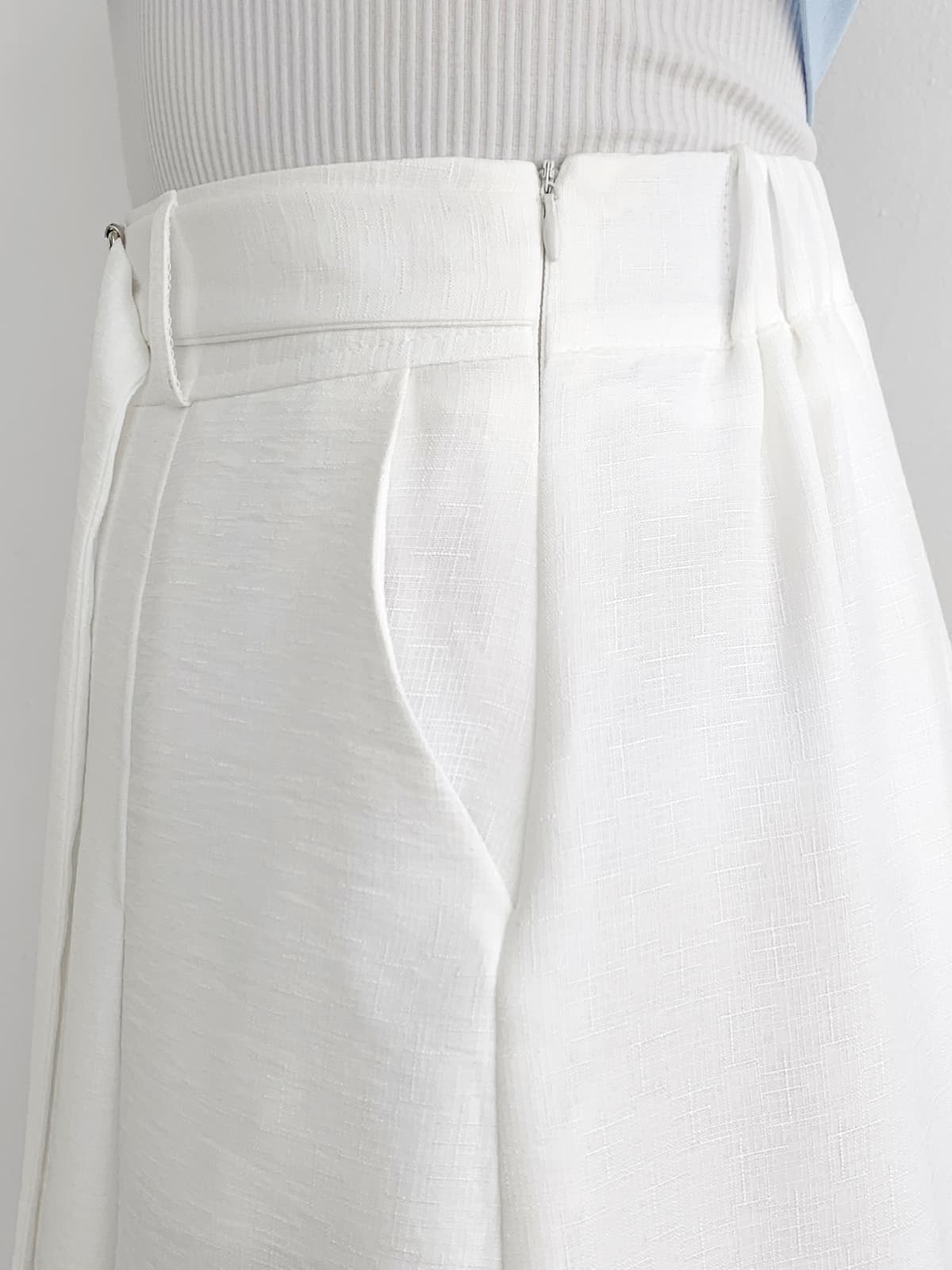 Belt-decorated pleated long skirt back band F, L - 이미지 6
