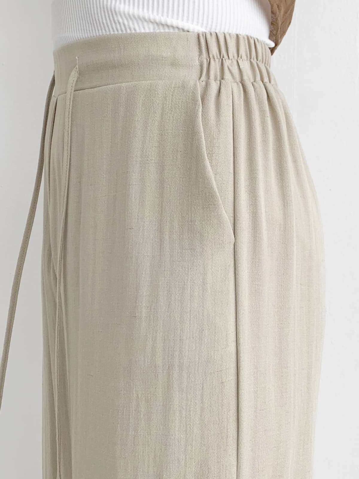 Linen Drawstring Semi-Straight Pants F, L - 이미지 5