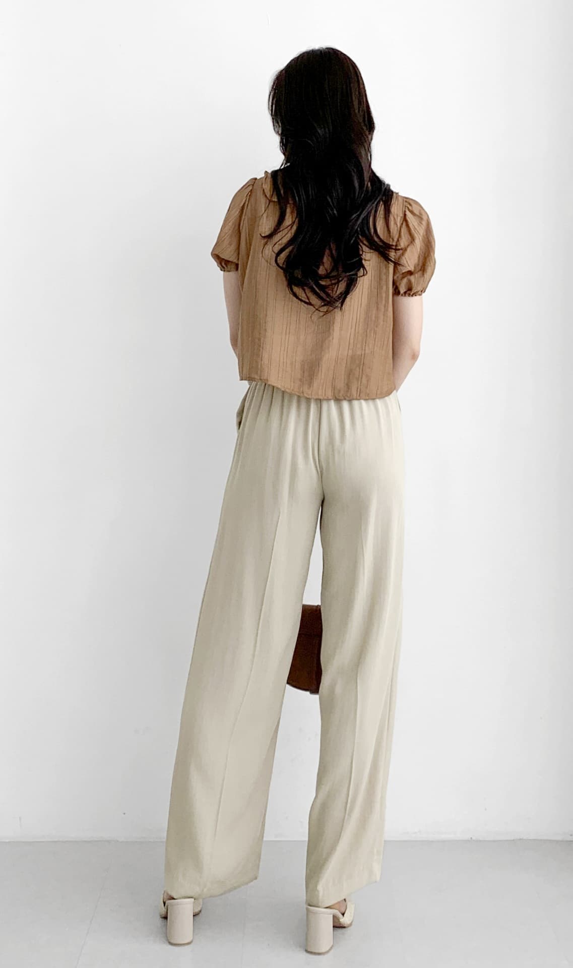 Linen Drawstring Semi-Straight Pants F, L - 이미지 3