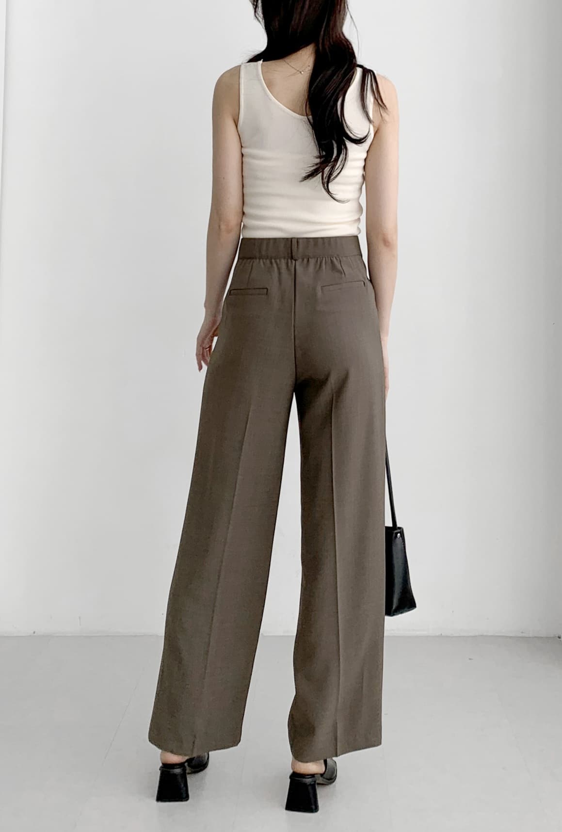 Decorative pleats straight wide back band S M L - 이미지 8