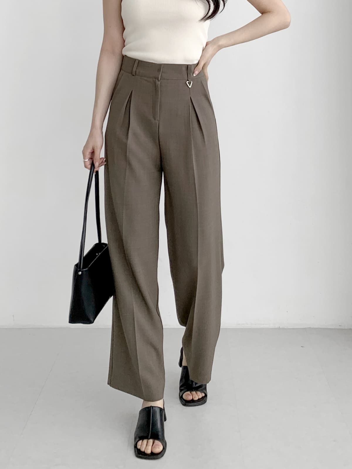 Decorative pleats straight wide back band S M L - 이미지 10