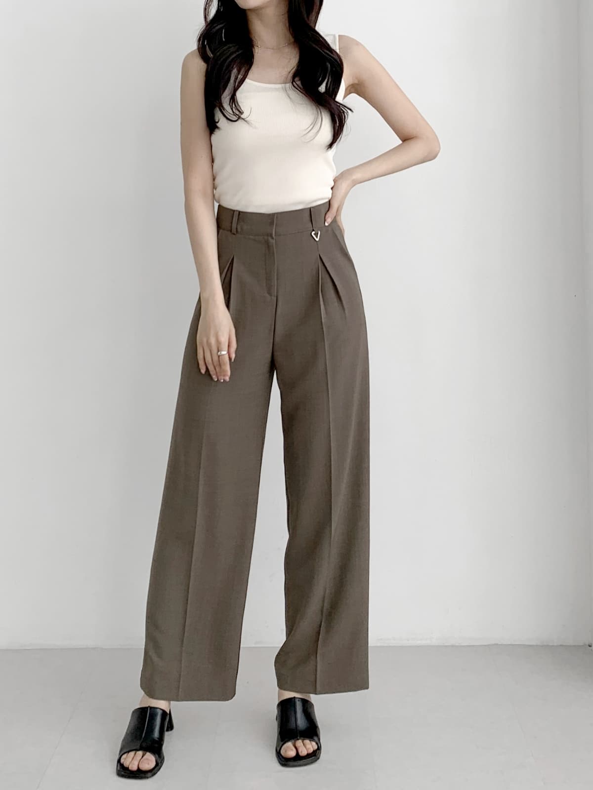 Decorative pleats straight wide back band S M L - 이미지 9