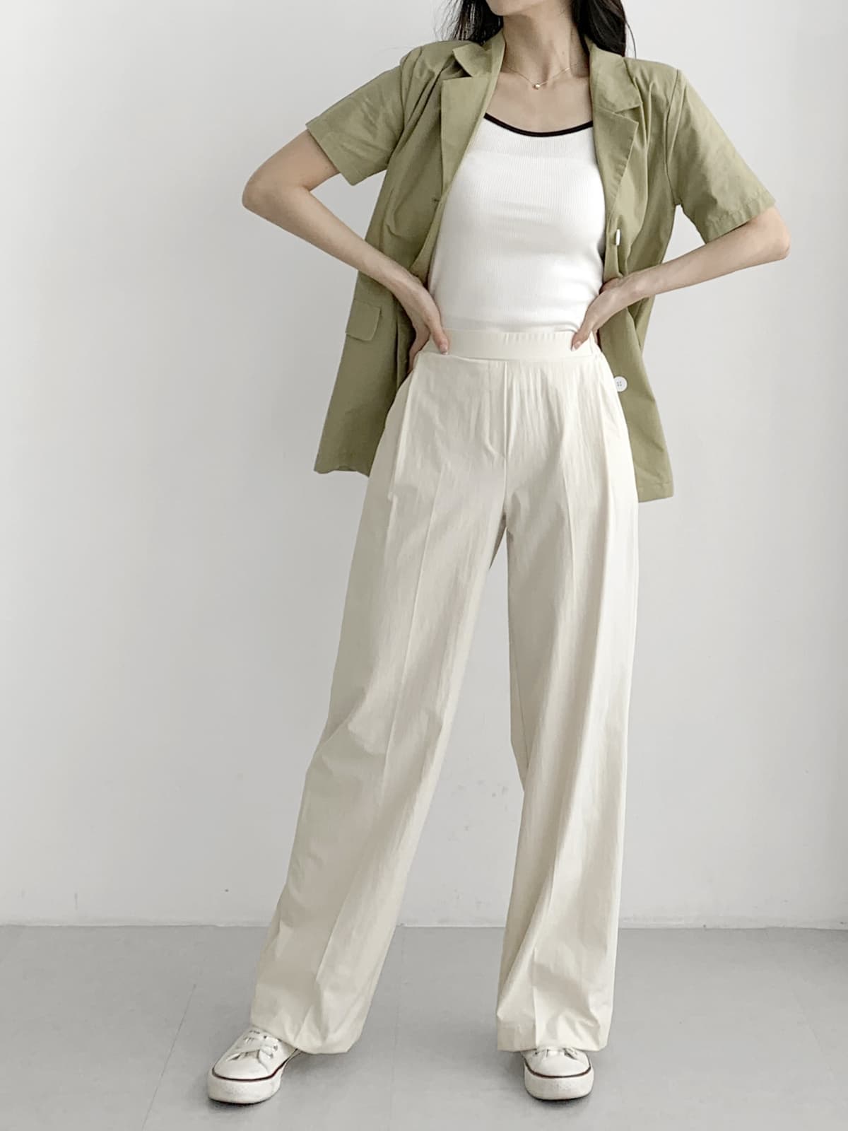Oz Wide-leg Band Pants F,L - 이미지 9