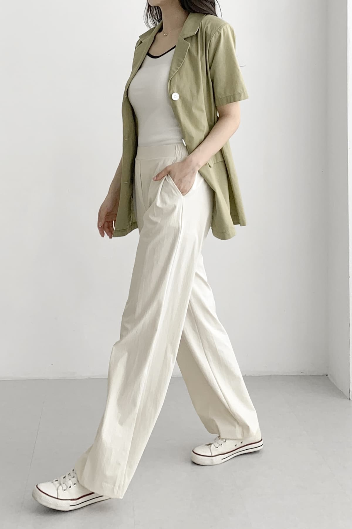 Oz Wide-leg Band Pants F,L - 이미지 7