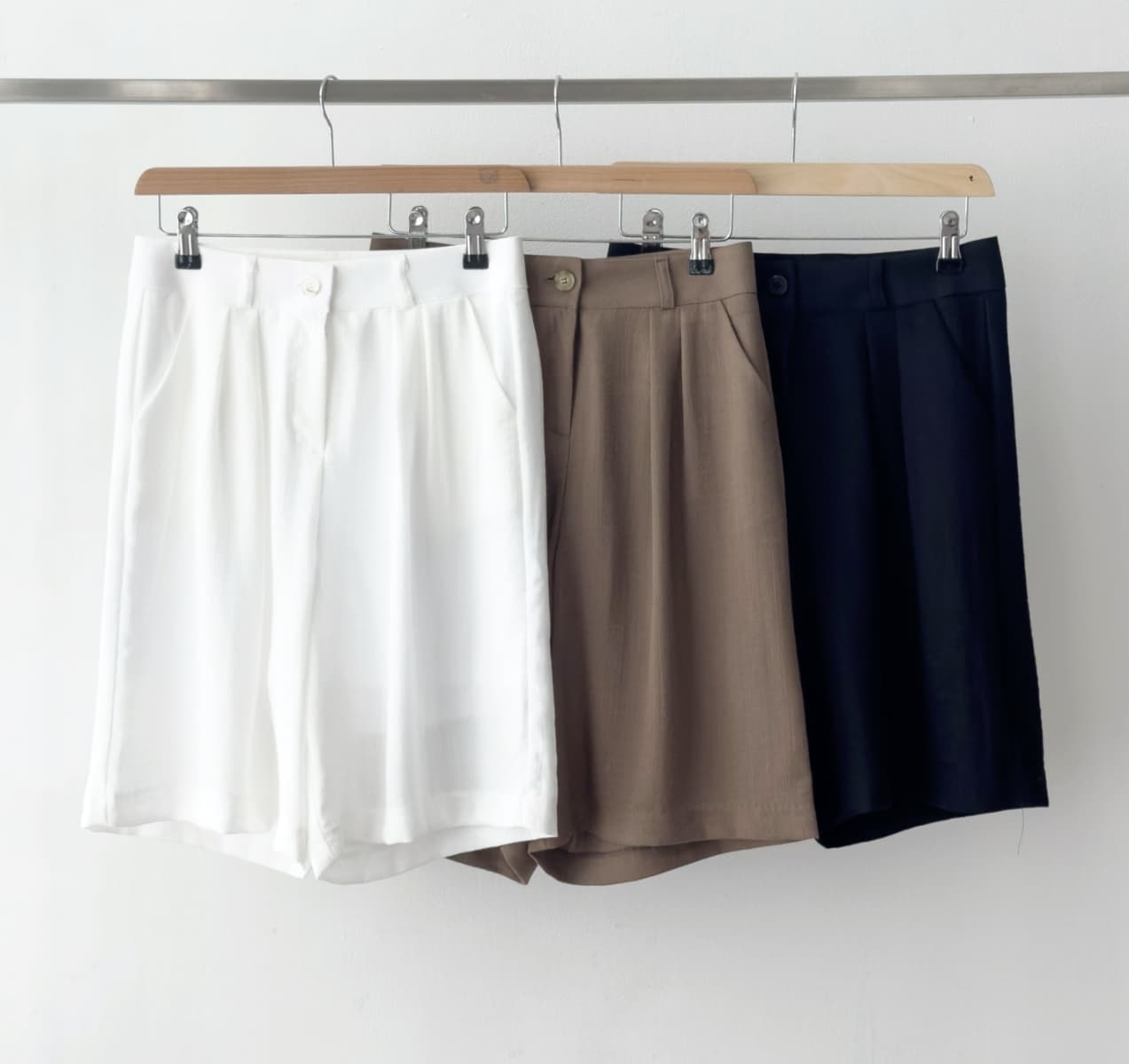 Linen pleated 5-quarter length S M L - 이미지 2