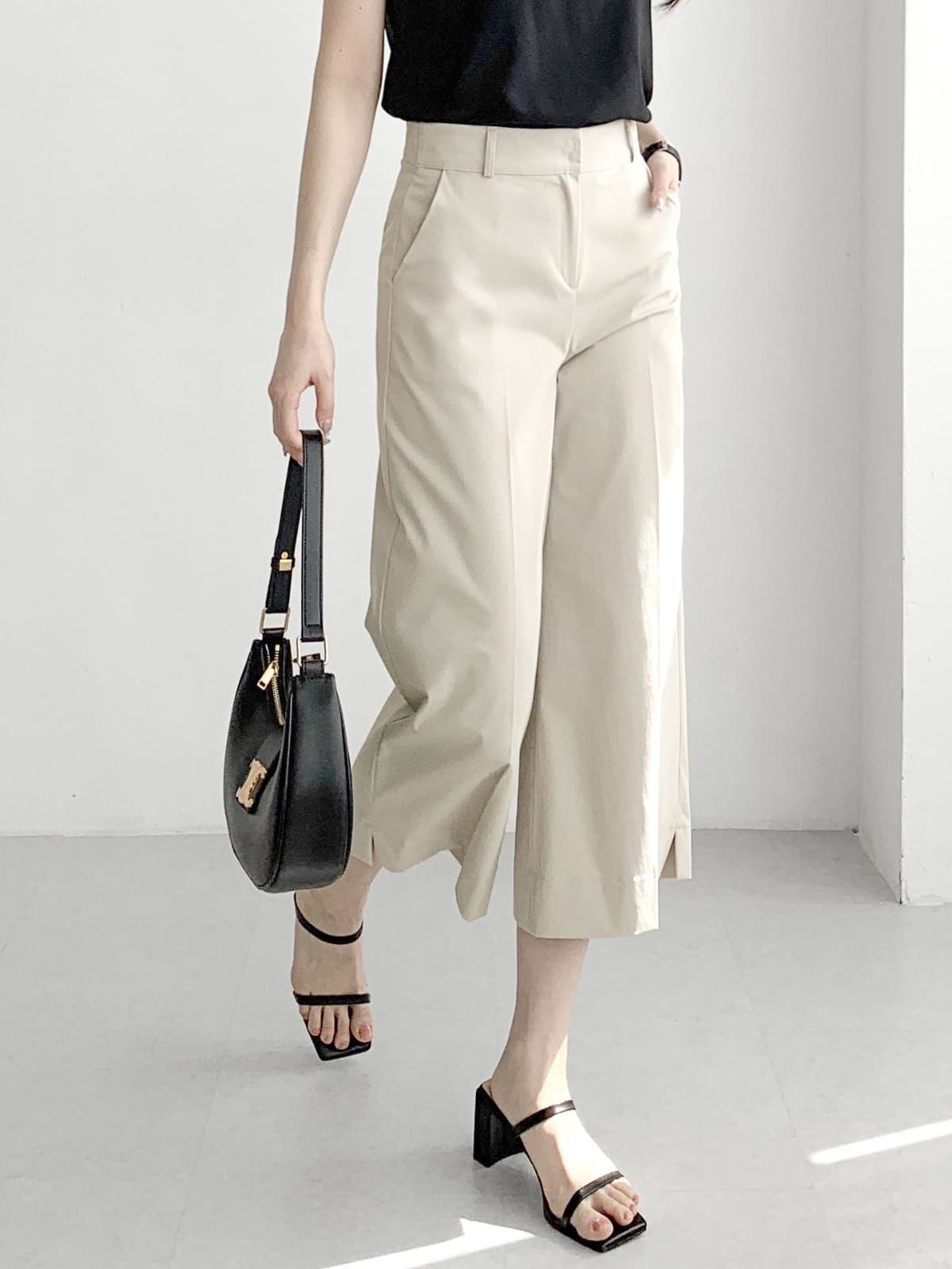 Top with slit cropped pants S M L - 이미지 8