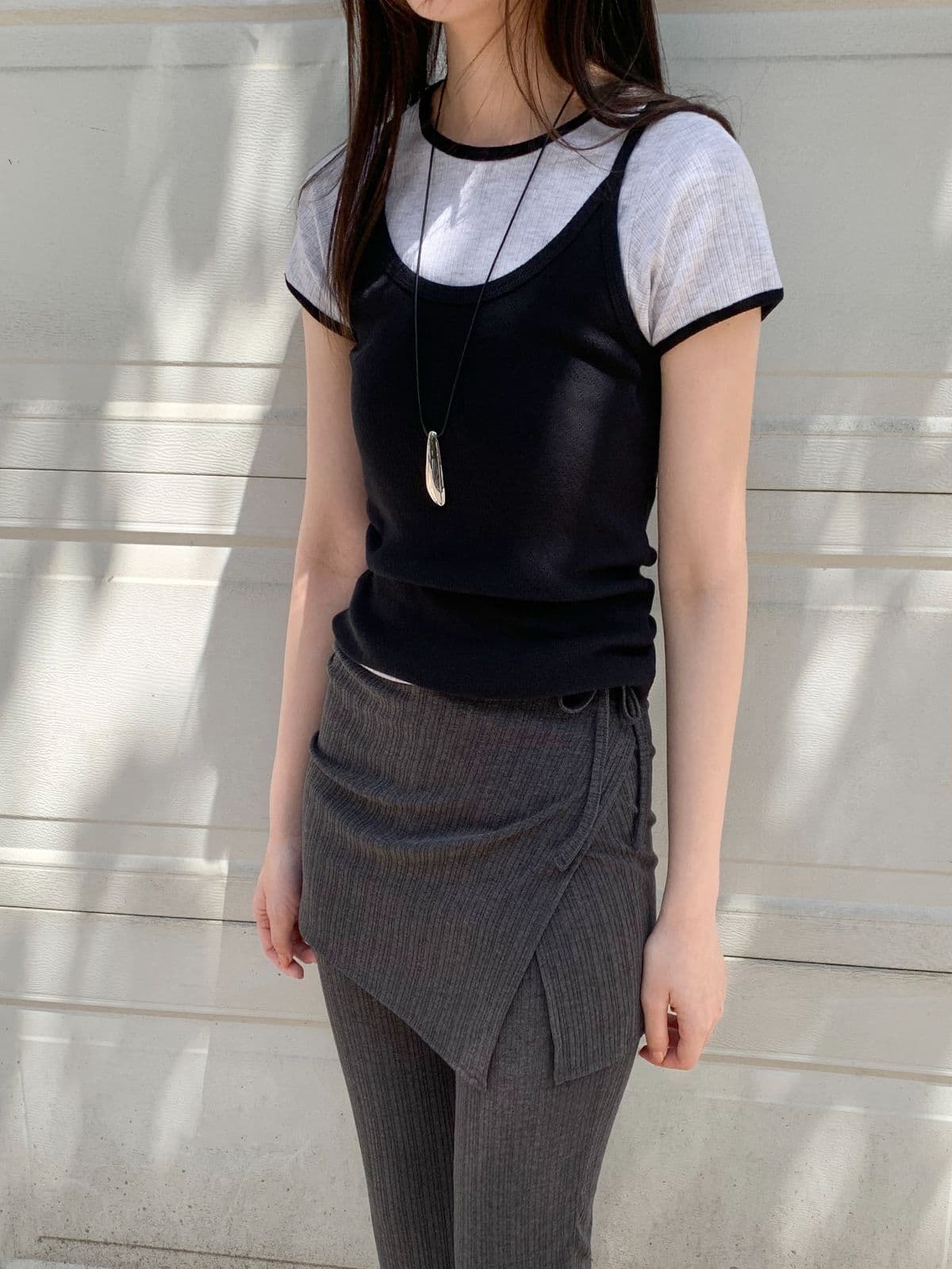 Foen Ribbed Color Block Tee (New Summer Arrival Modal, Spandex, Ringer Spandex, Slim, Delicate, Layered, Round) - 이미지 12