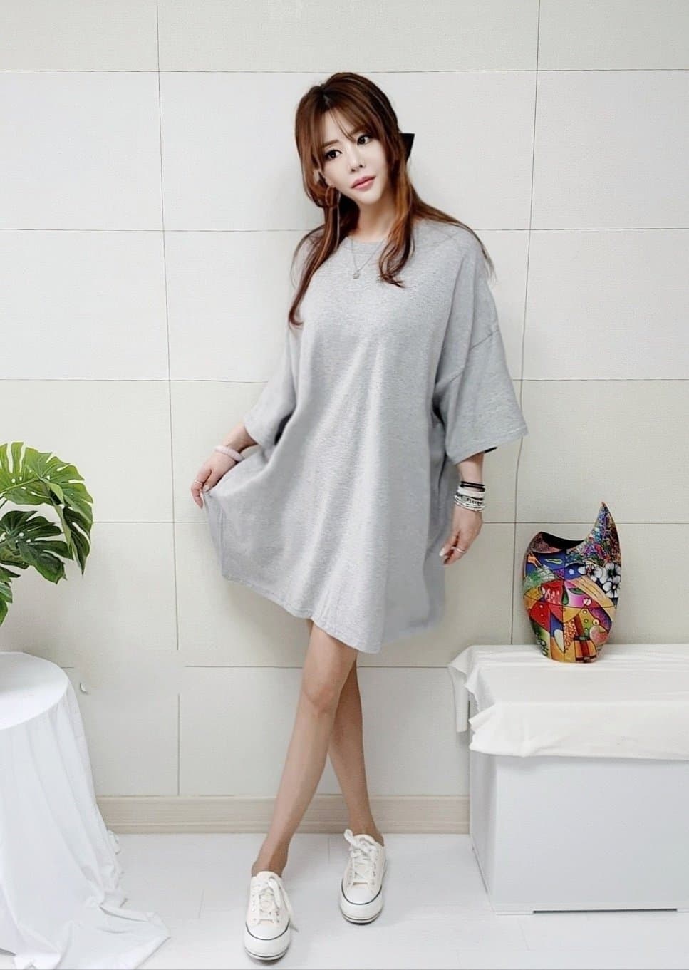 New Arrival New 4XL All-Season Boxy Dress/Boxy T-Shirt Plus Size Casual Daily Plain Boxy Short Sleeve - 이미지 7