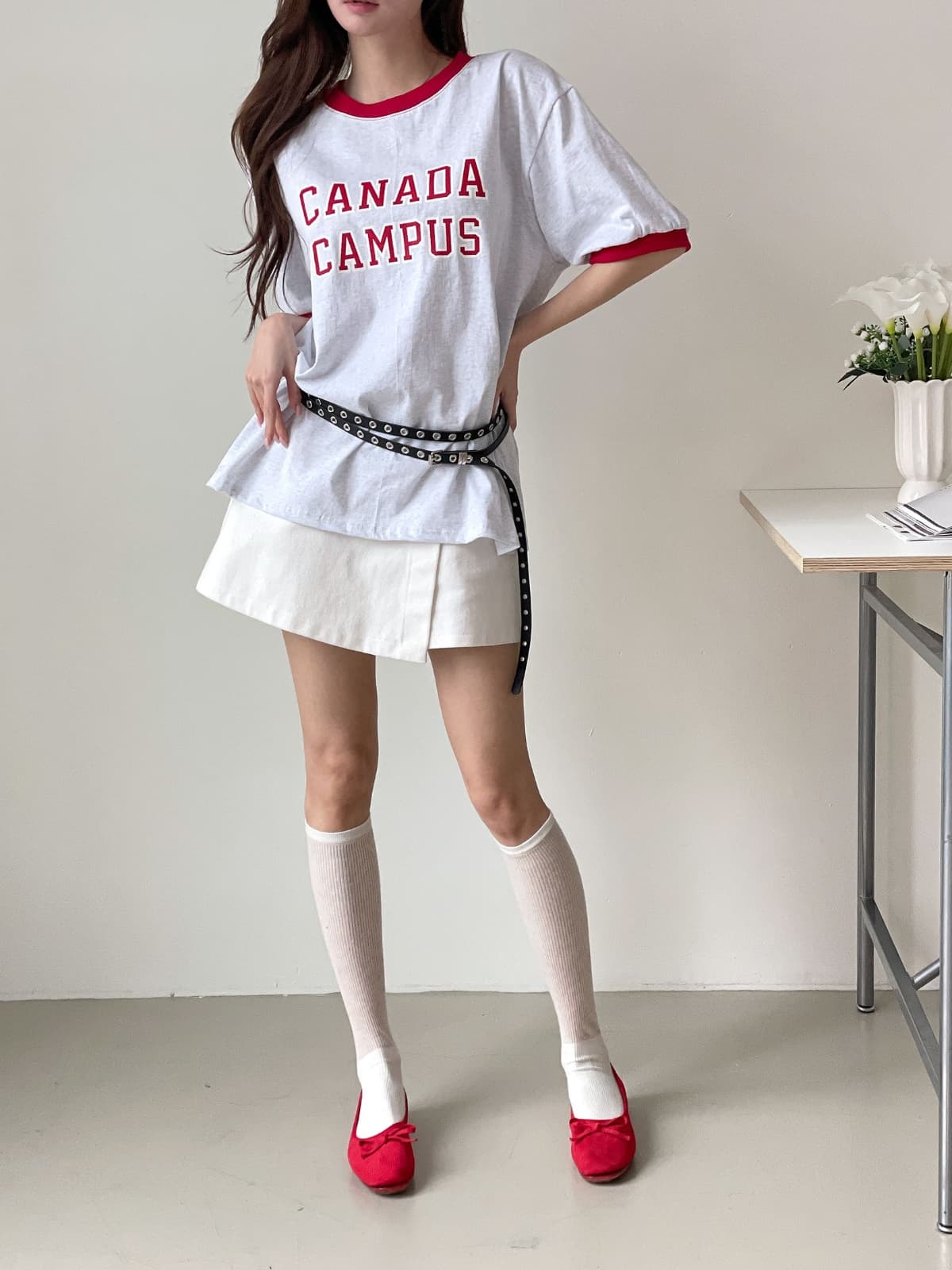 Campus print short-sleeve T-shirt - 이미지 9