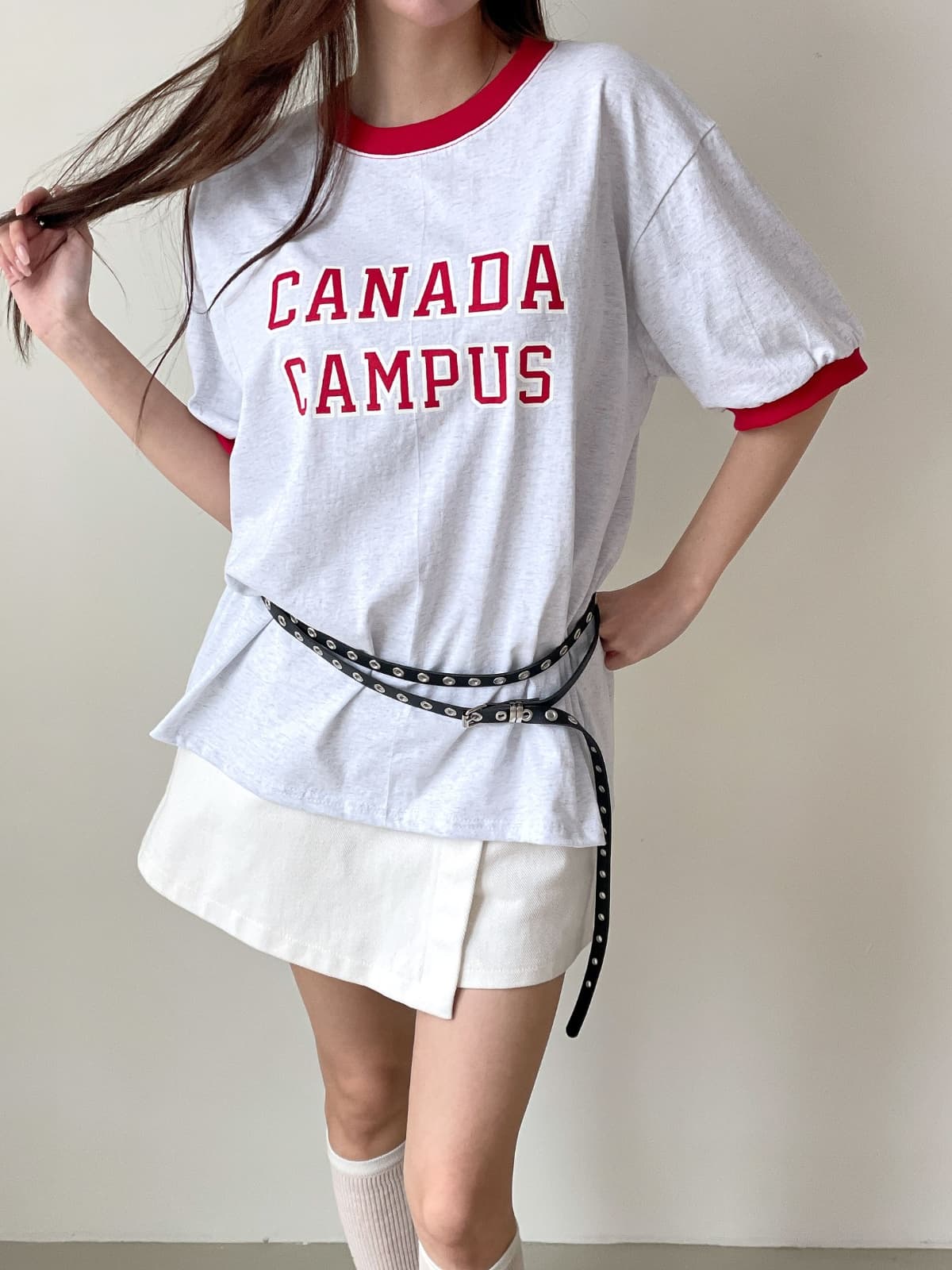 Campus print short-sleeve T-shirt - 이미지 4