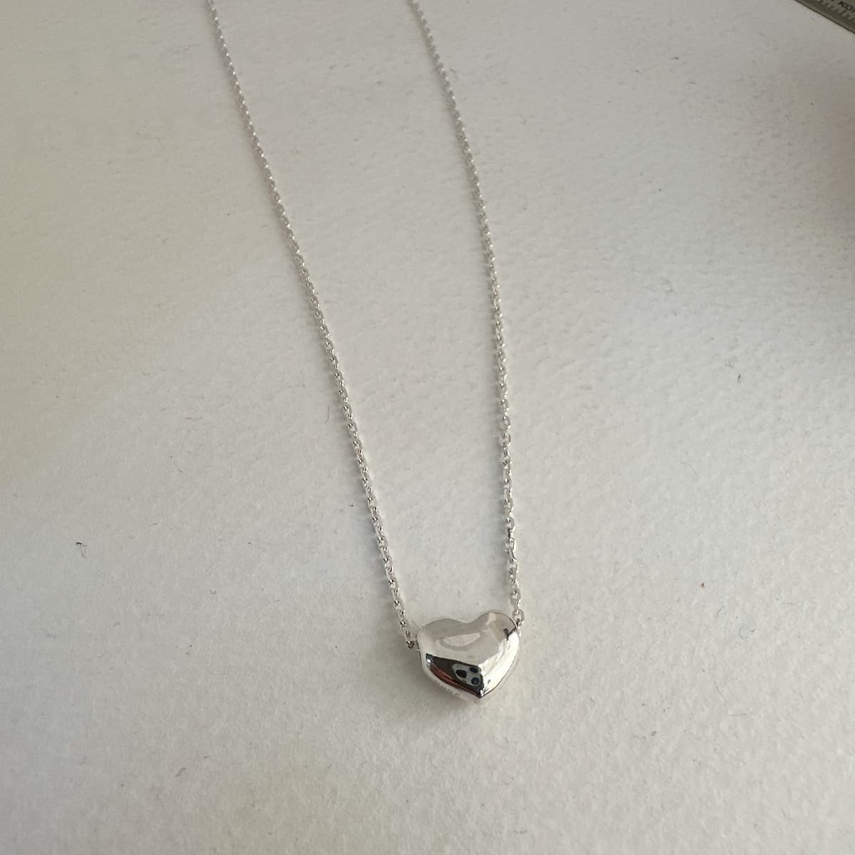 Silver 925 Lovely Pass Heart Pendant Daily Square Chain Silver Necklace - 이미지 6
