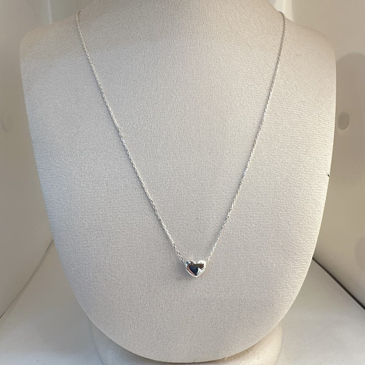 Silver 925 Lovely Pass Heart Pendant Daily Square Chain Silver Necklace - 이미지 2