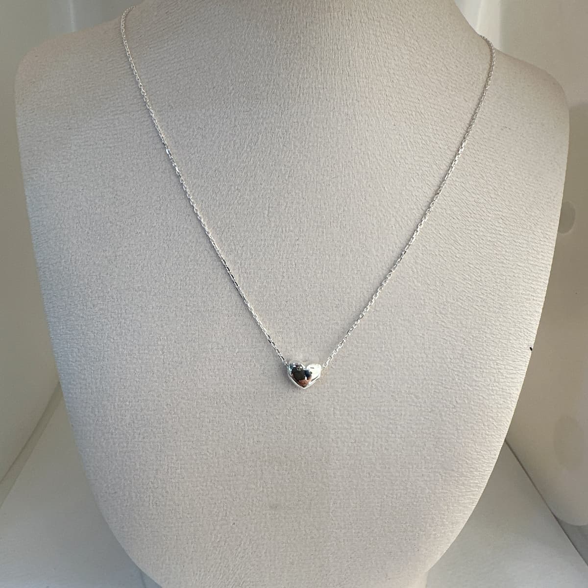 Silver 925 Lovely Pass Heart Pendant Daily Square Chain Silver Necklace - 이미지 4