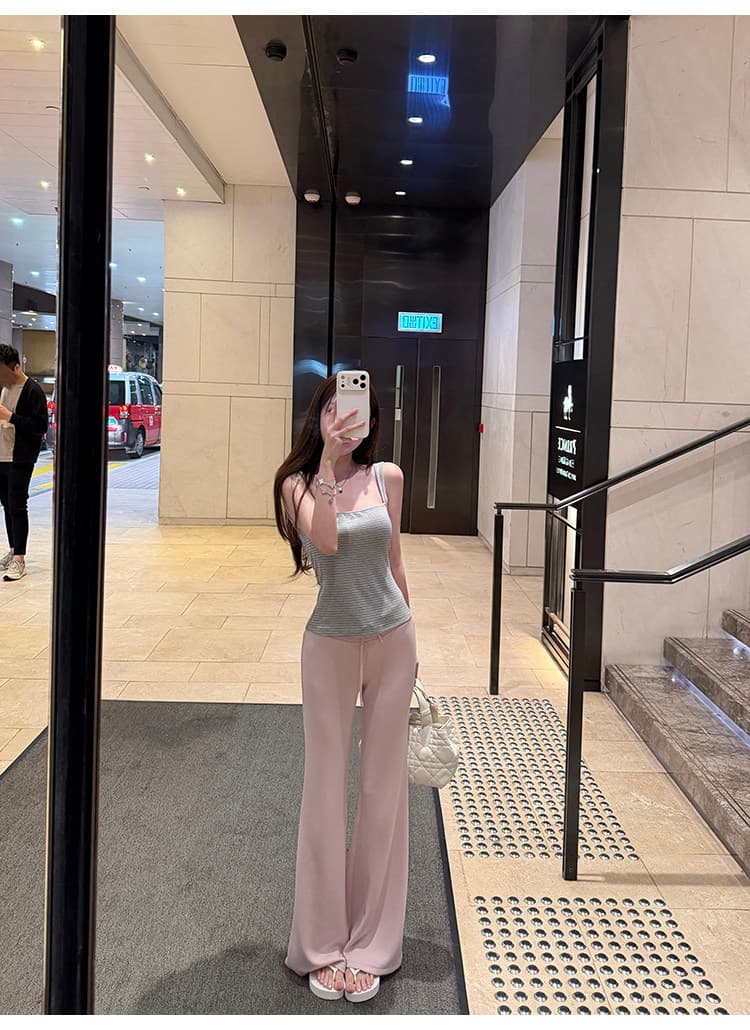 (High Demand) Striped Sleeveless Top (Built-in Breast Pads) - 이미지 7