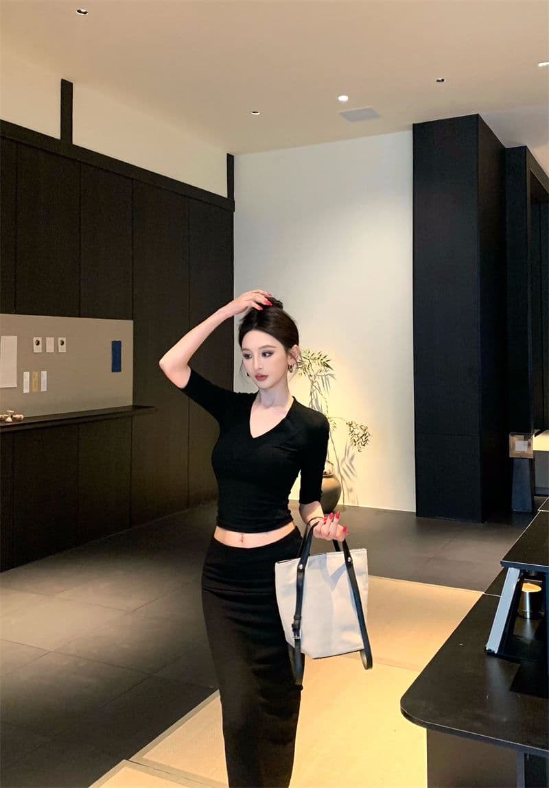 (High Demand) Slim Long Skirt Set - 이미지 10