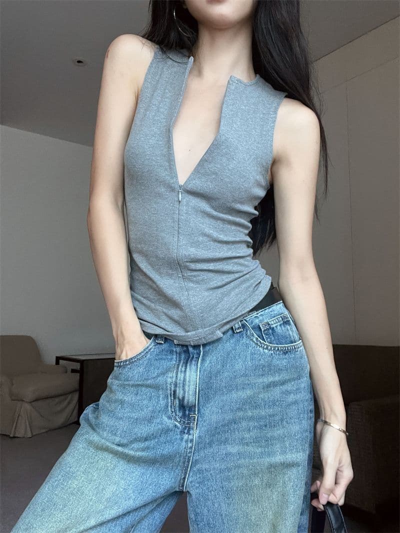 (High Demand) Zipper Sleeveless - 이미지 5