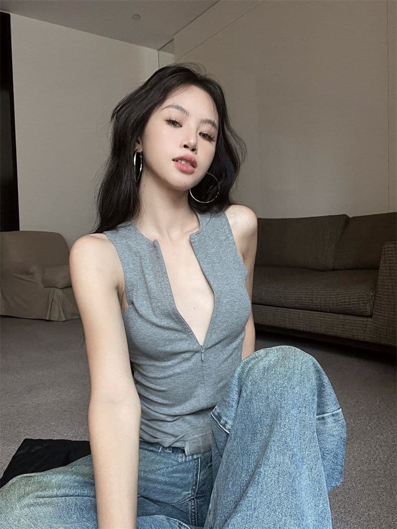 (High Demand) Zipper Sleeveless - 이미지 7