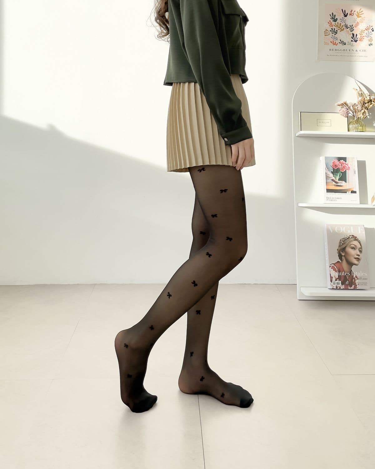 20D Ribbon Pattern Stockings (Same-day delivery available, footed pantyhose, sheer, women's fashion accent) - 이미지 7
