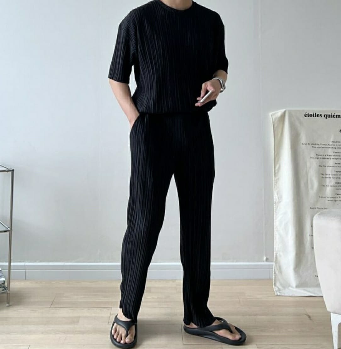 Cooling Pleated Wide Pants - 이미지 2