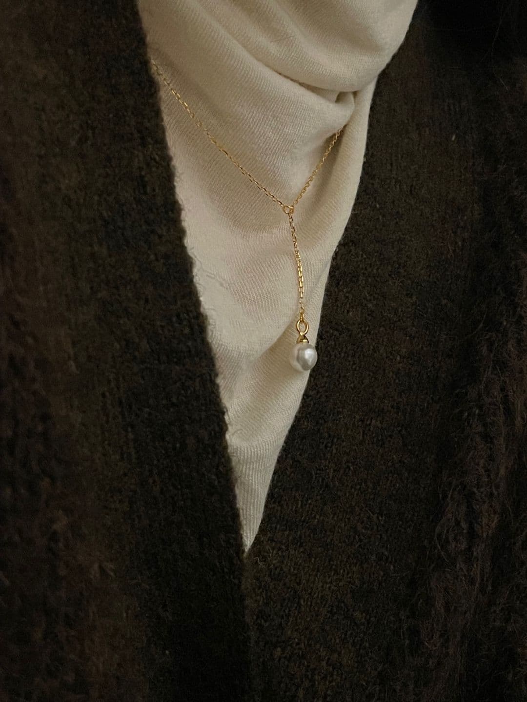 Silver 925 Pearl Y-Line Necklace N220480284 - 이미지 5