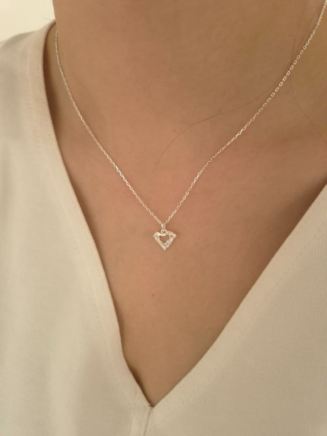 Silver 925 Heart Cubic Necklace N260489513 - 이미지 1