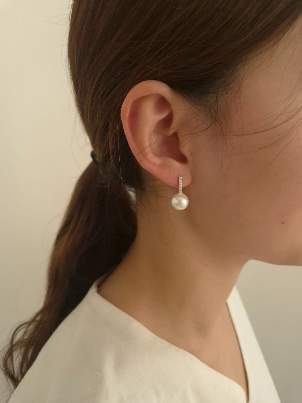 Silver 925 White-Black Cubic Pearl Earrings E221106680 - 이미지 3