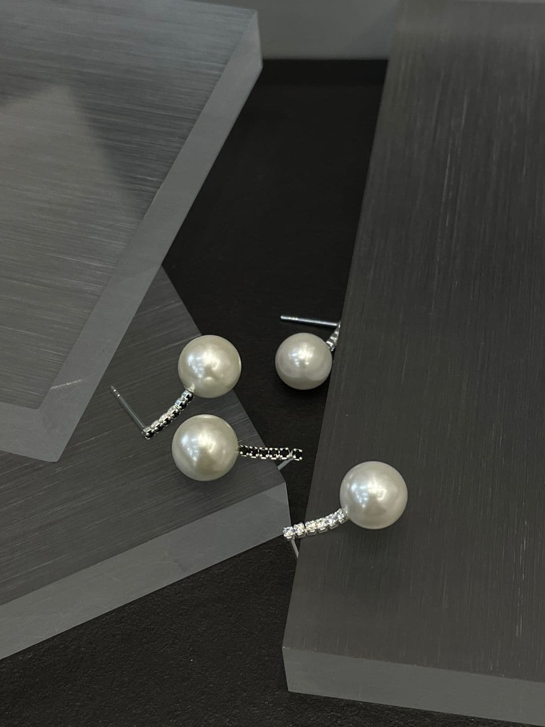 Silver 925 White-Black Cubic Pearl Earrings E221106680 - 이미지 8