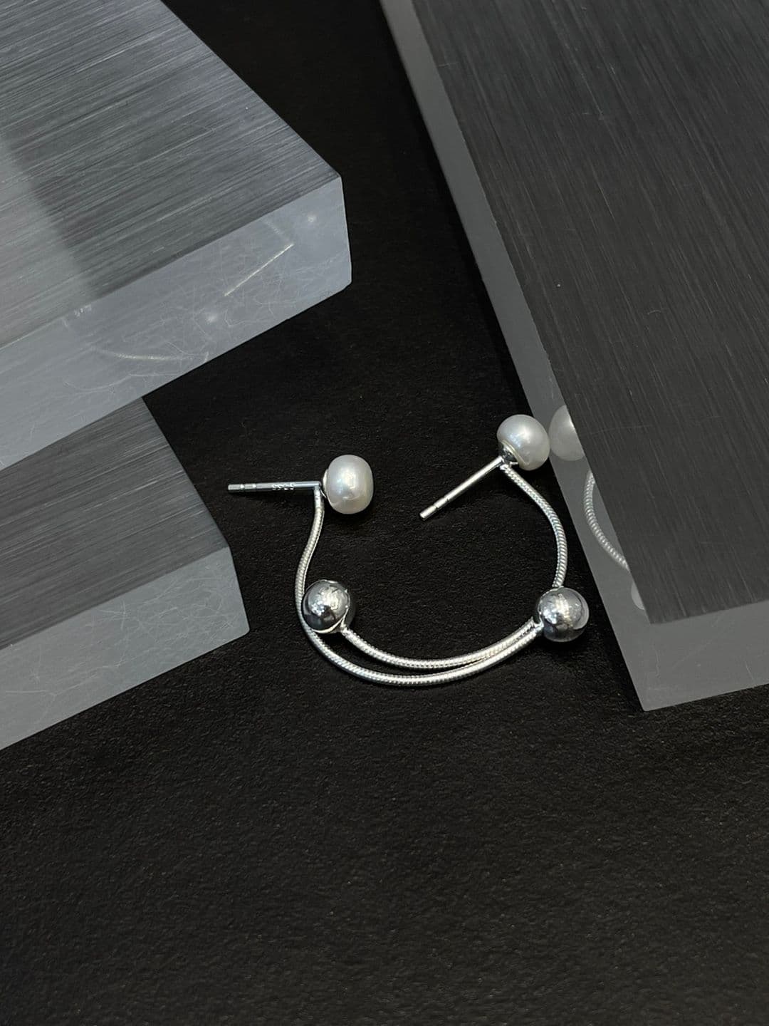 Silver 925 Freshwater Pearl Drop Silver Ball Post Earrings E230304957 - 이미지 4