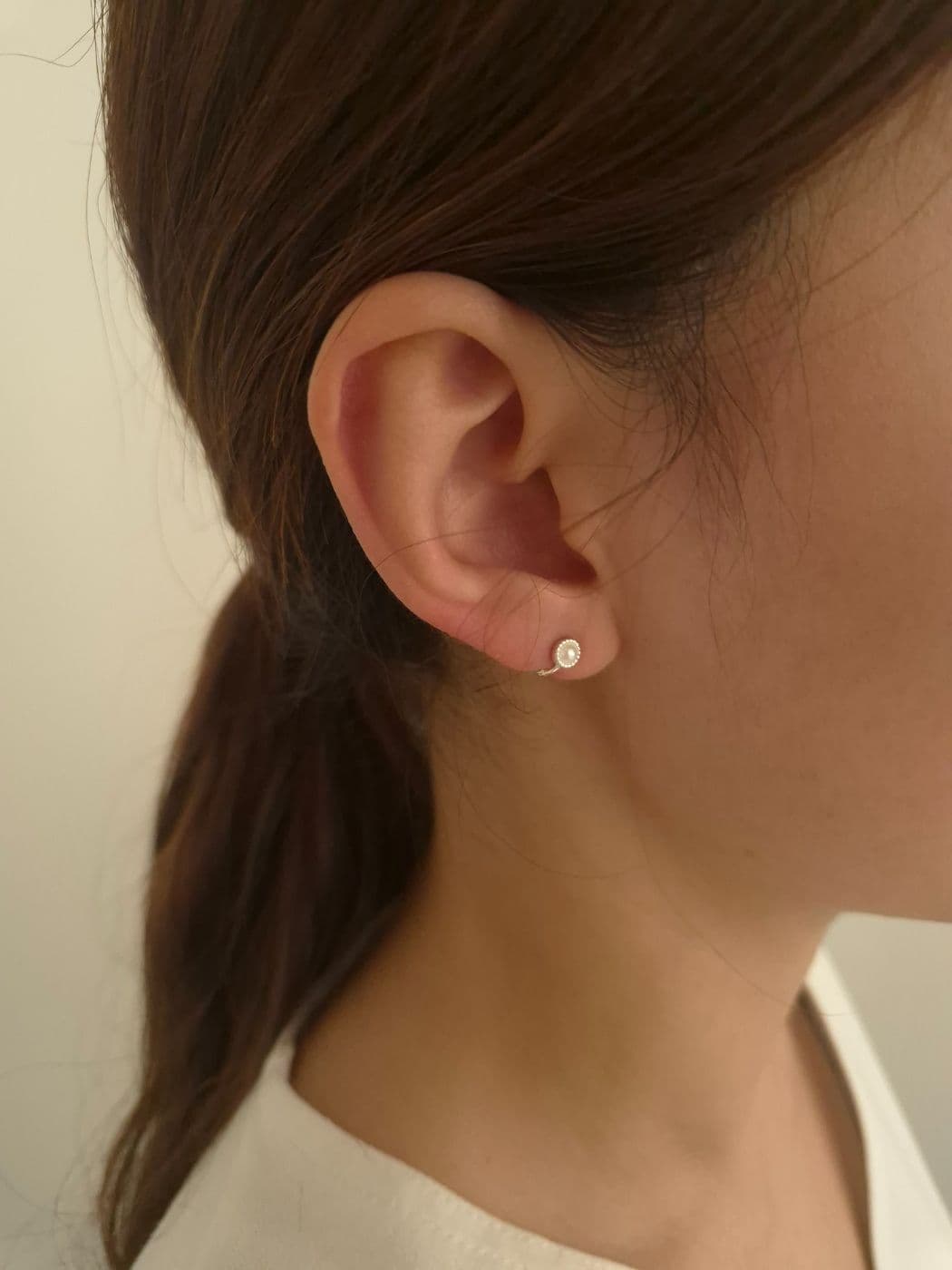 Silver 925 Classic 8mm Pearl One-Touch Earrings E230263016 - 이미지 2