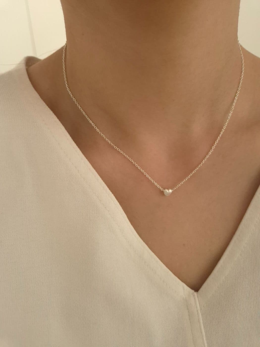Silver 925 Matte Small Heart-Star-Flower Necklace N260339879 - 이미지 2