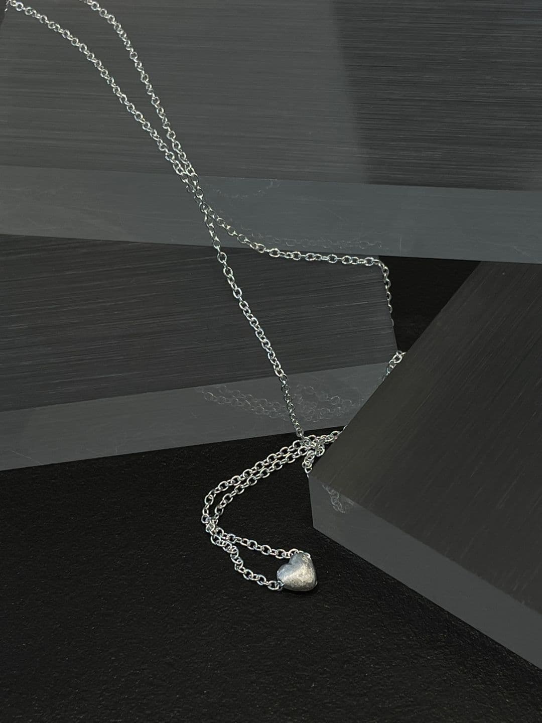 Silver 925 Matte Small Heart-Star-Flower Necklace N260339879 - 이미지 9