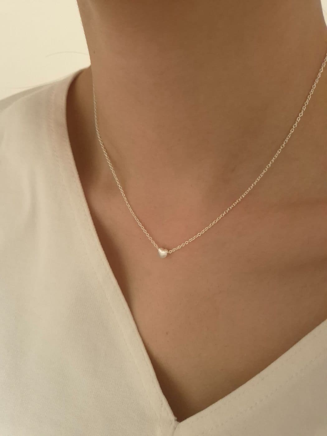 Silver 925 Matte Small Heart-Star-Flower Necklace N260339879 - 이미지 4