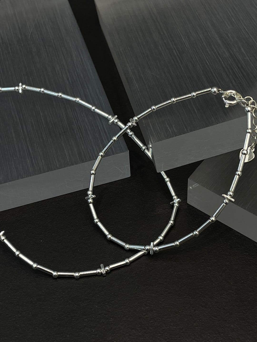 Silver 925 Silver Ball Stick Simple Necklace N260451978 - 이미지 8