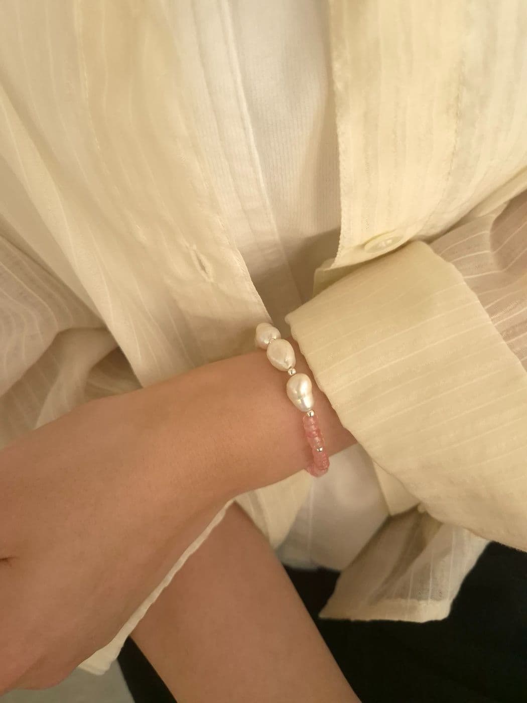 Silver 925 Freshwater Pearl Handmade Bracelet B260452858 - 이미지 4
